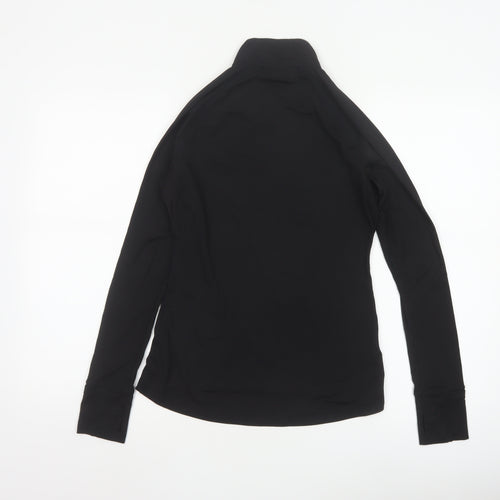 USA Pro Womens Black Slim Fit 1/4 Zip Long Sleeve Activewear Top Size 10