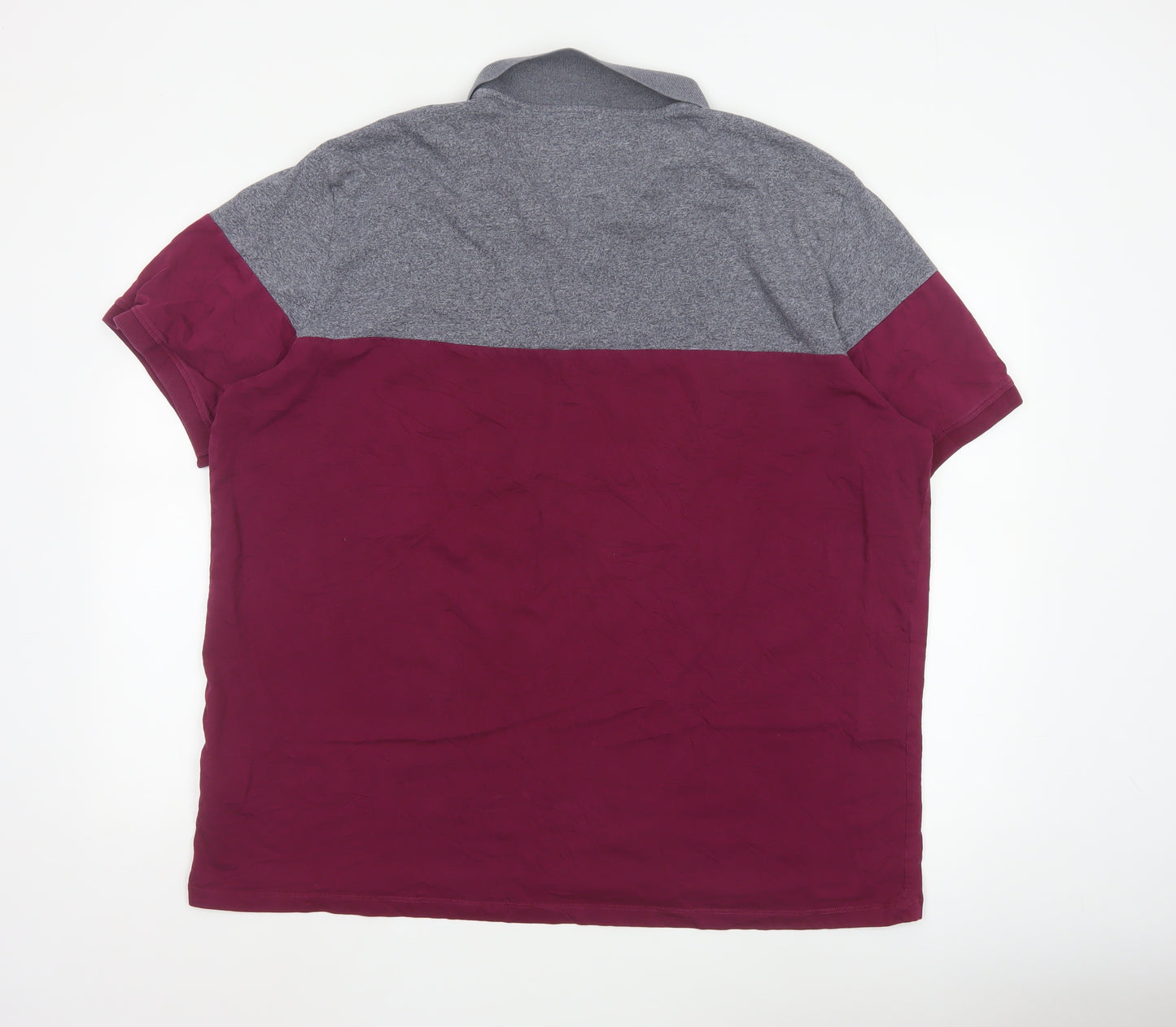 Next Men's Grey and Red Colourblock Polo Shirt 3XL Regular Fit