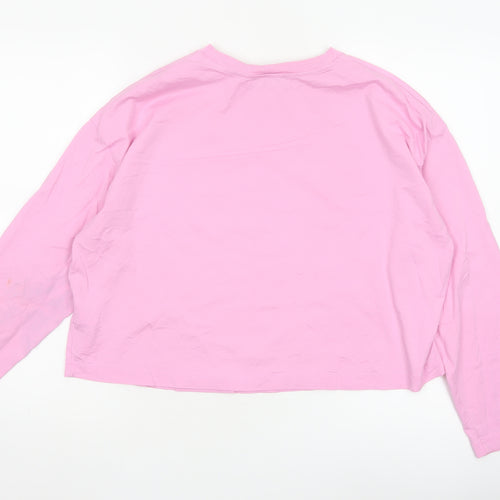 COS Womens Pink Long Sleeve 100% Cotton Basic Crew Neck T-Shirt Size 12