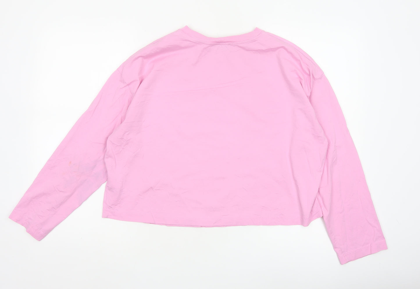 COS Womens Pink Long Sleeve 100% Cotton Basic Crew Neck T-Shirt Size 12