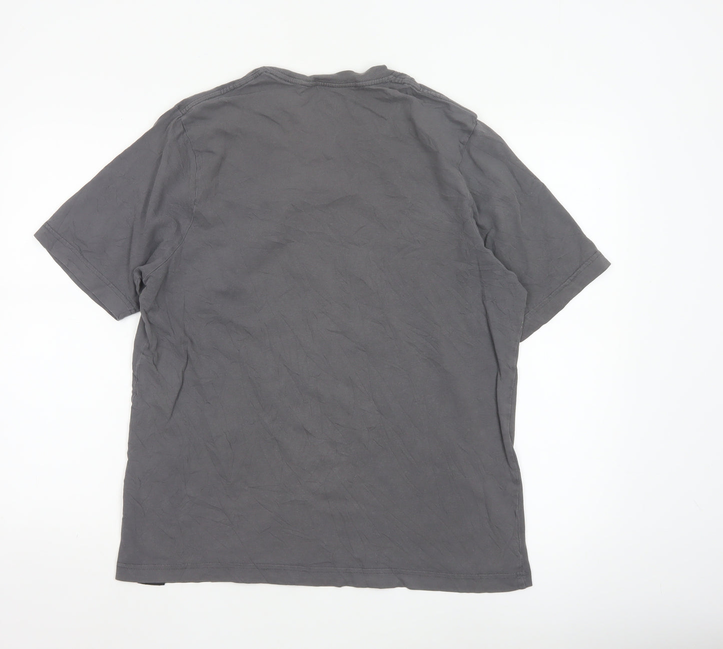 No Fear Men's Grey Graphic Print Crew Neck Cotton T-Shirt Medium