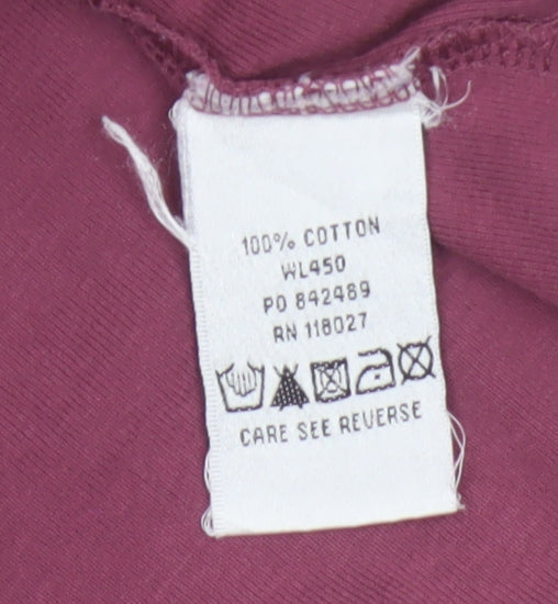 Boden Women Purple Cotton 3/4 Sleeve Scoop Neck Top Size 14