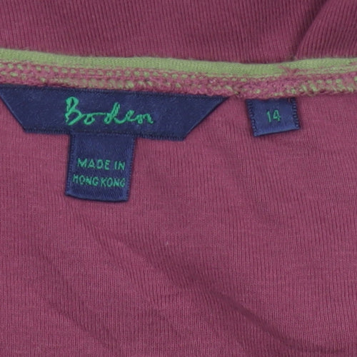 Boden Women Purple Cotton 3/4 Sleeve Scoop Neck Top Size 14