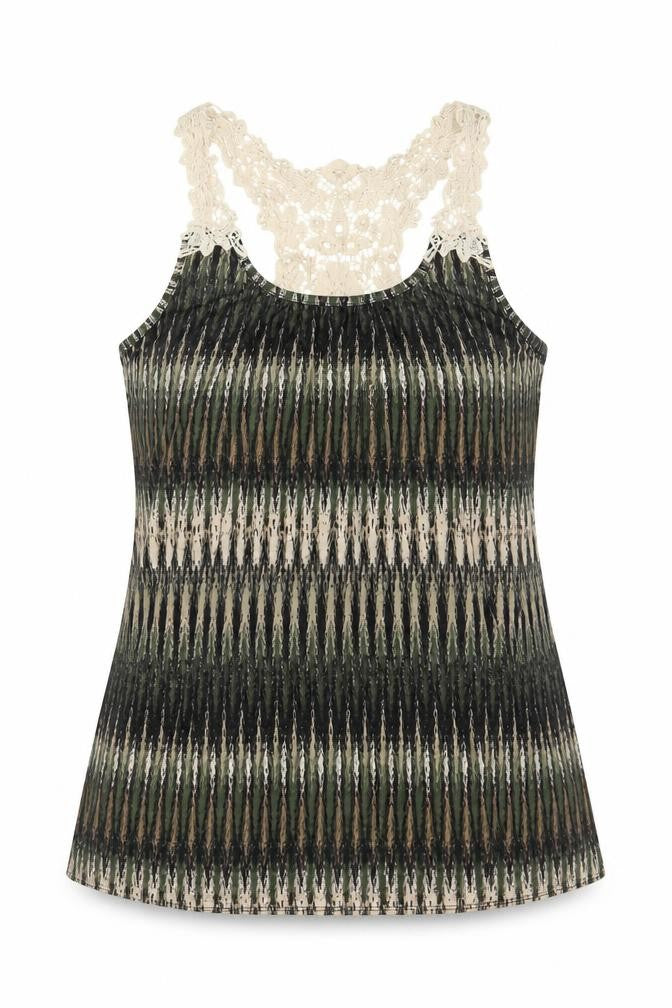 New Directions Women’s Multicoloured Lace Racerback Tank Top Size L