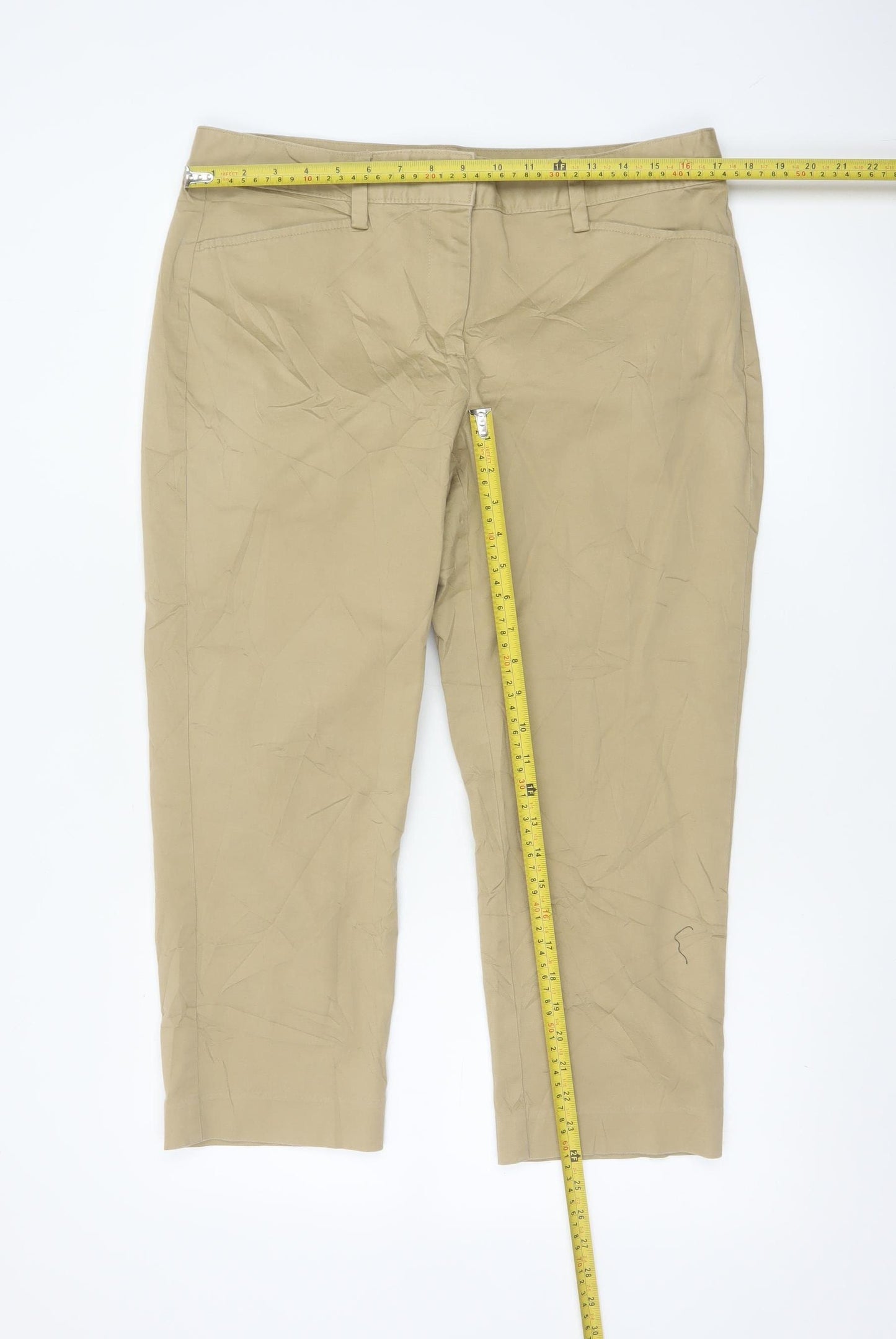 Lands' End Womens Beige Slim Leg Chino Trousers UK 14/16 Petite