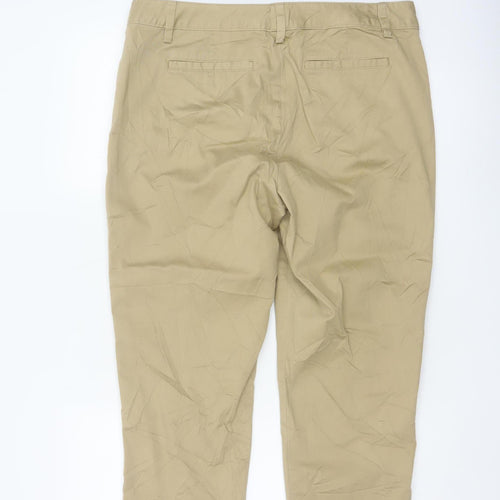Lands' End Womens Beige Slim Leg Chino Trousers UK 14/16 Petite