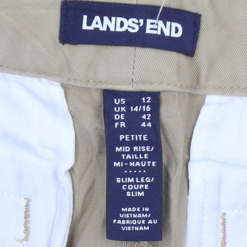 Lands' End Womens Beige Slim Leg Chino Trousers UK 14/16 Petite