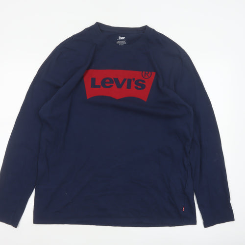 Levi's Men's Blue XL Long Sleeve Graphic Cotton Top
