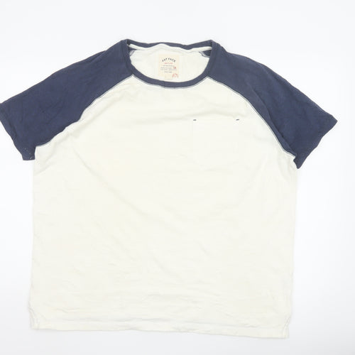 Fat Face Mens White Blue Raglan Short Sleeve Cotton T-Shirt XXL