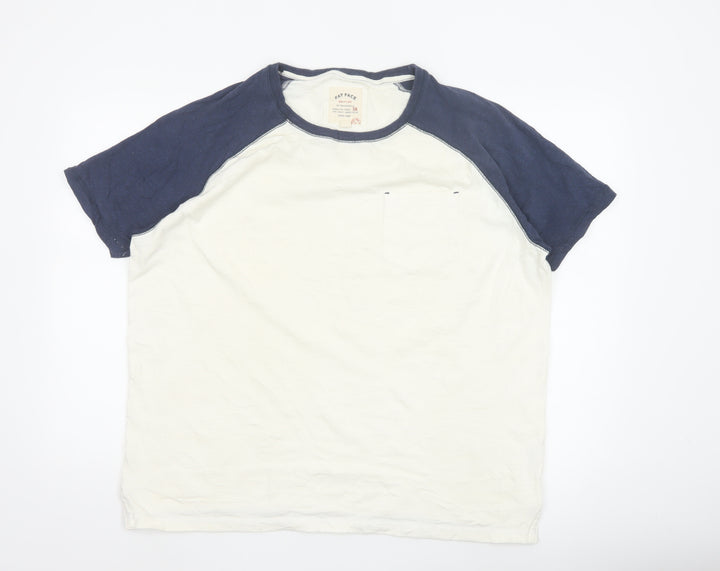 Fat Face Mens White Blue Raglan Short Sleeve Cotton T-Shirt XXL