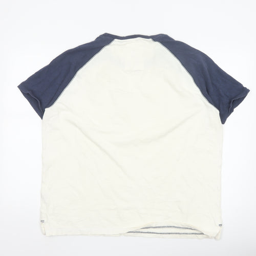 Fat Face Mens White Blue Raglan Short Sleeve Cotton T-Shirt XXL