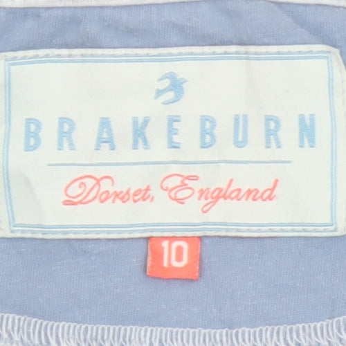 Brakeburn Women’s Grey Striped Long Sleeve Boat Neck Cotton Top Size 10