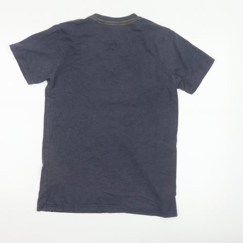 Weird Fish Men's Blue Small Graphic Print T-Shirt Organic Cotton Blend
