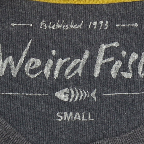 Weird Fish Men's Blue Small Graphic Print T-Shirt Organic Cotton Blend