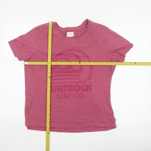 Saltrock Womens Pink Size 16 Cotton Surf Graphic T-Shirt
