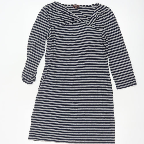 Phase Eight Women Blue Striped Knee Length Shift Dress Size 12