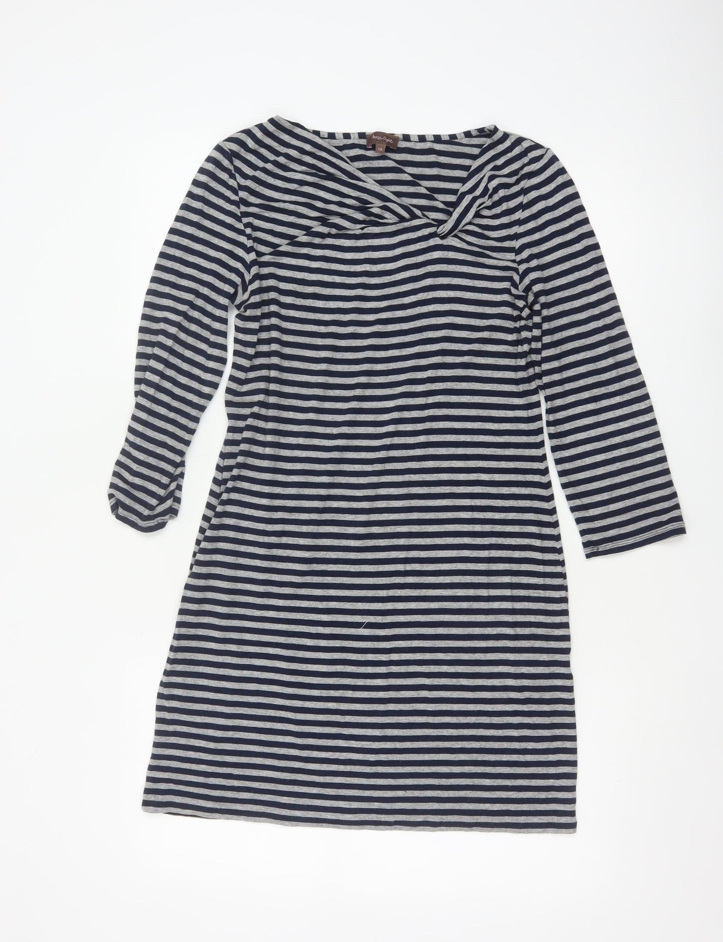 Phase Eight Women Blue Striped Knee Length Shift Dress Size 12