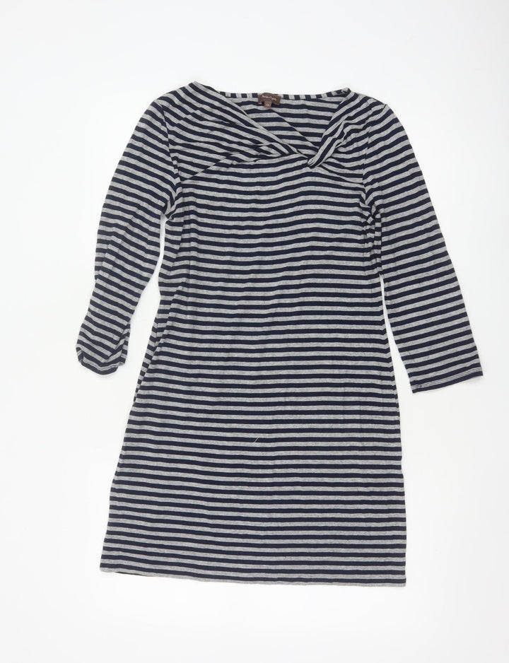 Phase Eight Women Blue Striped Knee Length Shift Dress Size 12