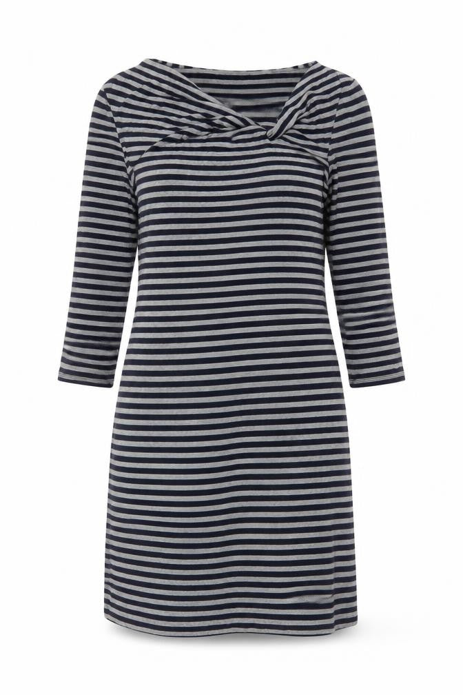 Phase Eight Women Blue Striped Knee Length Shift Dress Size 12