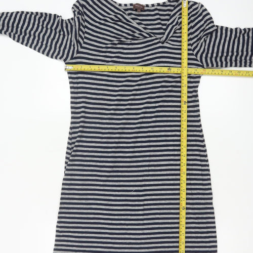 Phase Eight Women Blue Striped Knee Length Shift Dress Size 12