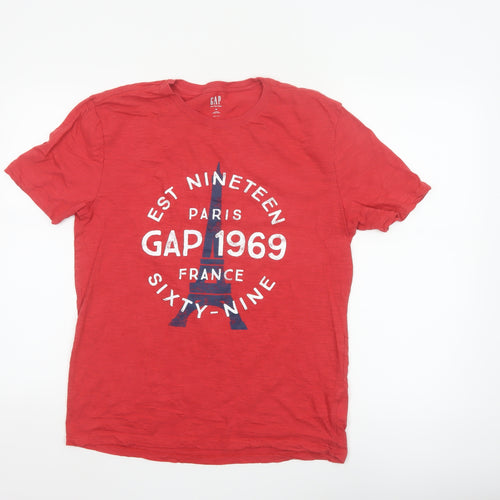 GAP Men Red Paris 1969 Graphic Print Cotton Short Sleeve T-Shirt M