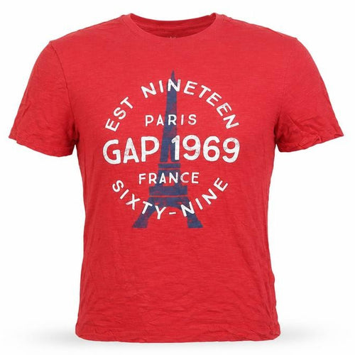 GAP Men Red Paris 1969 Graphic Print Cotton Short Sleeve T-Shirt M