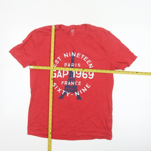 GAP Men Red Paris 1969 Graphic Print Cotton Short Sleeve T-Shirt M