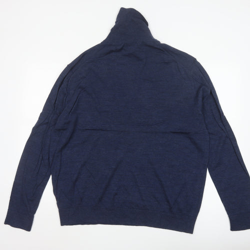 Linea Men’s Blue Roll Neck Merino Wool Jumper 2XL