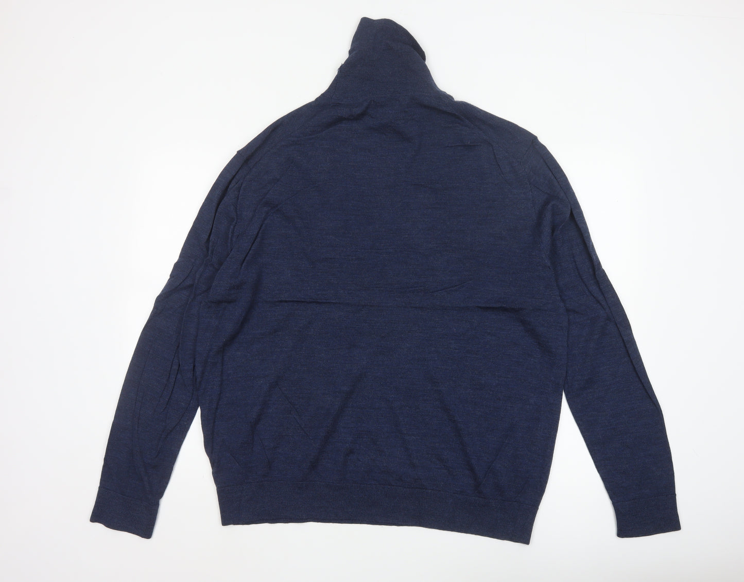 Linea Men’s Blue Roll Neck Merino Wool Jumper 2XL