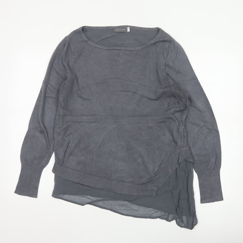 Mint Velvet Women Grey Size 14 Asymmetric Hem Pullover Jumper