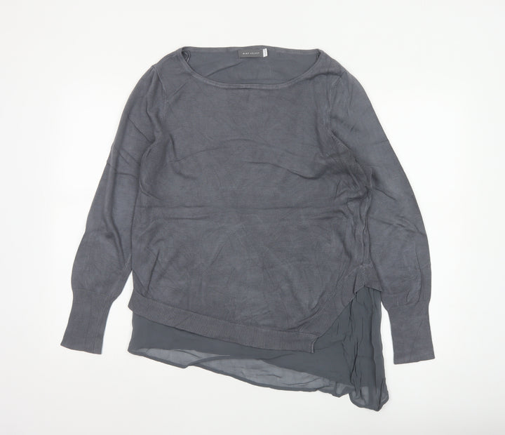 Mint Velvet Women Grey Size 14 Asymmetric Hem Pullover Jumper