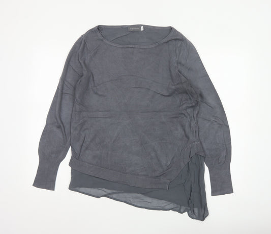 Mint Velvet Women Grey Size 14 Asymmetric Hem Pullover Jumper