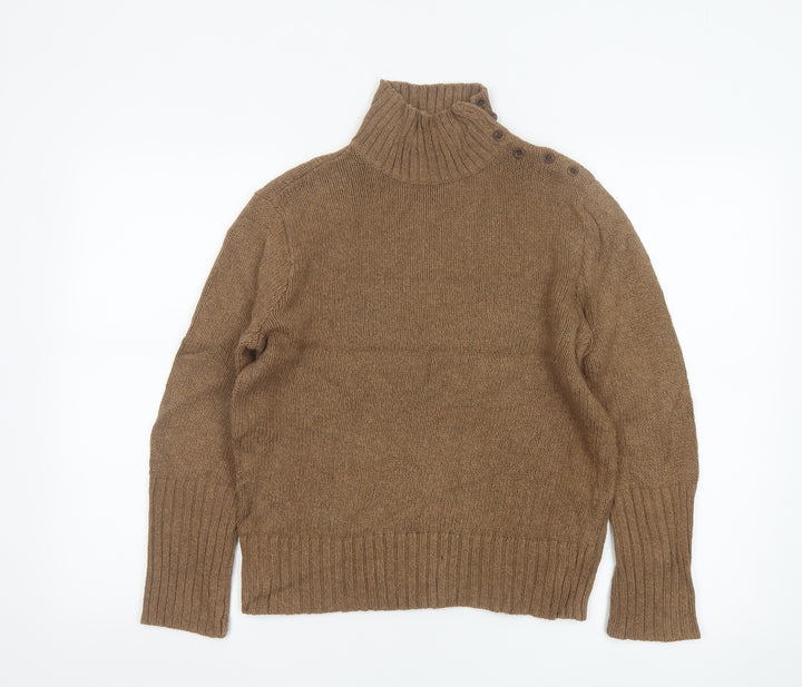 Ralph Lauren Women Brown Roll Neck Cotton Jumper L