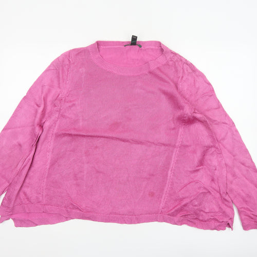 Ralph Lauren Women’s Pink Cotton Viscose Crew Neck Long Sleeve Jumper Size L