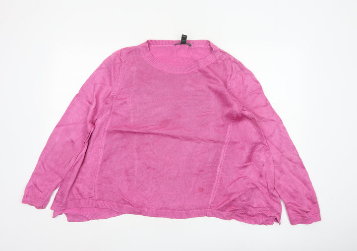 Ralph Lauren Women’s Pink Cotton Viscose Crew Neck Long Sleeve Jumper Size L