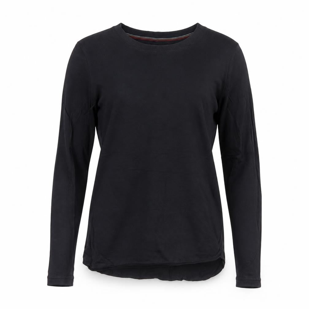 Front view of White Stuff women’s black long sleeve cotton jersey top uk 10