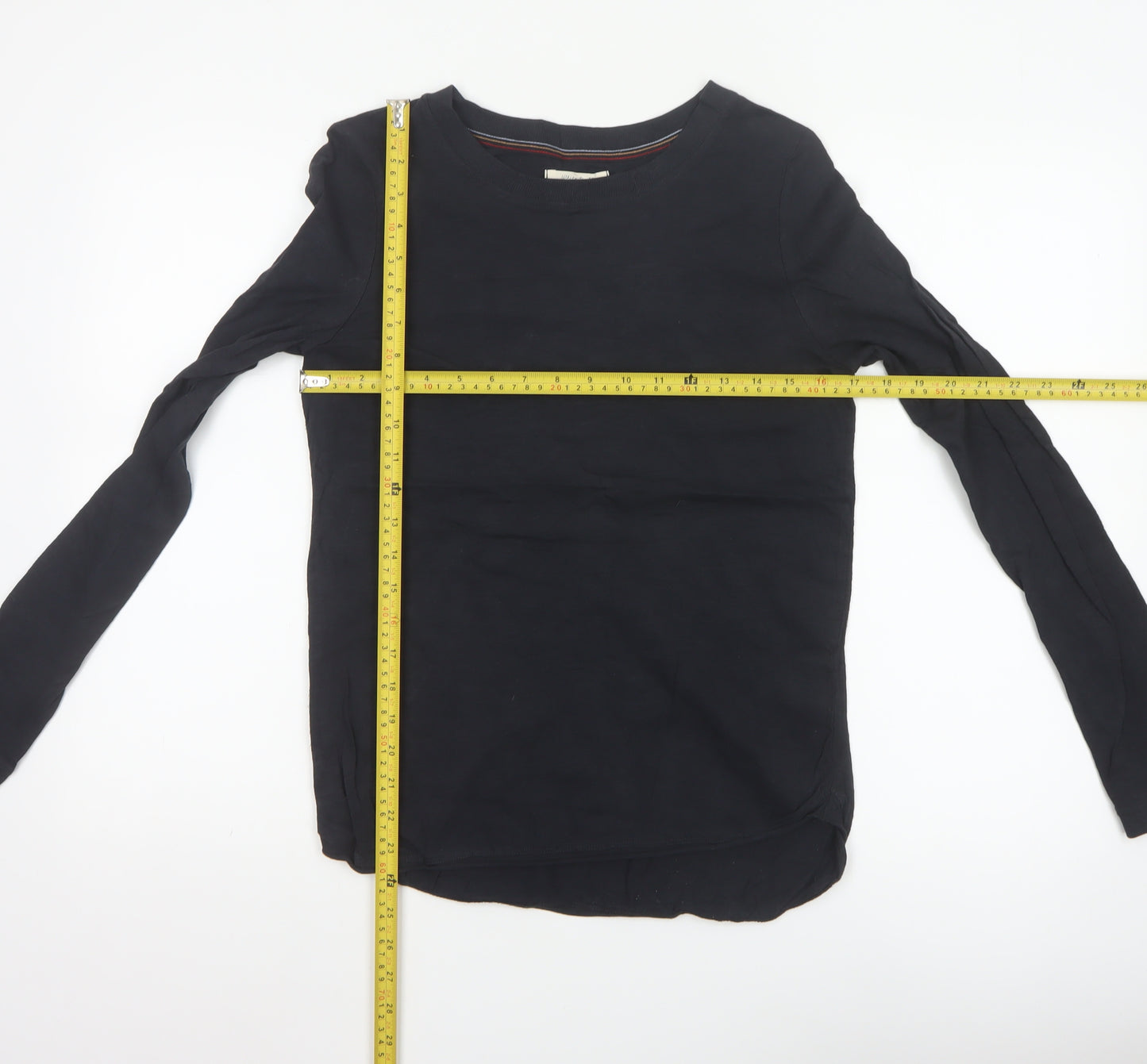 White Stuff Womens Black Long Sleeve Cotton Jersey Top UK 10