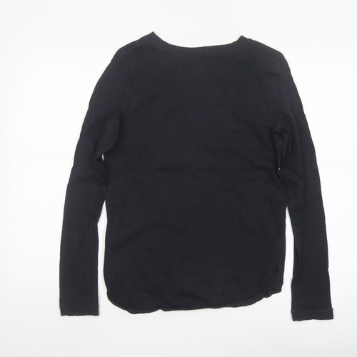 White Stuff Womens Black Long Sleeve Cotton Jersey Top UK 10