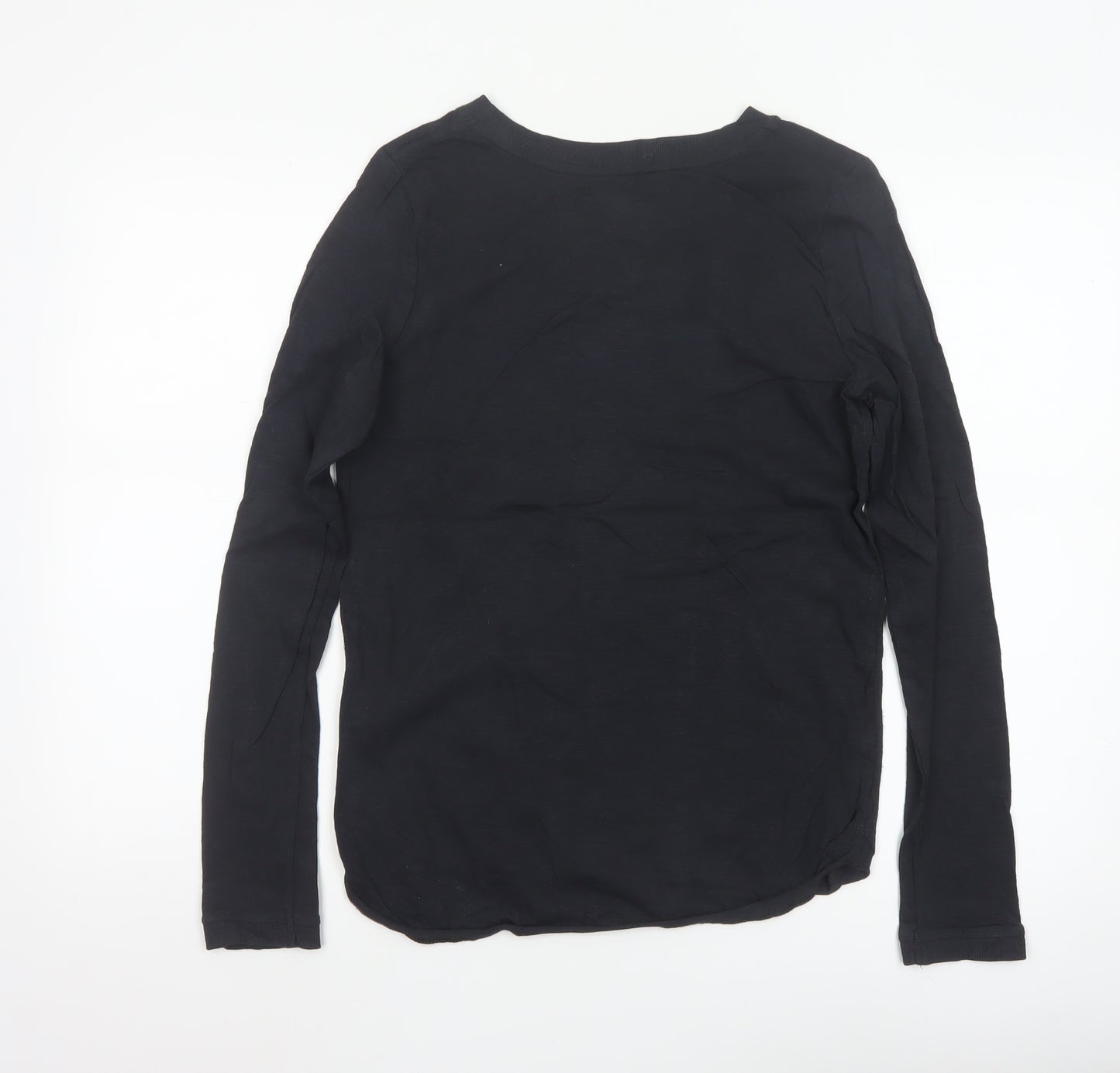 White Stuff Womens Black Long Sleeve Cotton Jersey Top UK 10