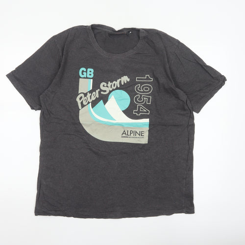 Peter Storm Men's Dark Grey Alpine Graphic Cotton T-Shirt M
