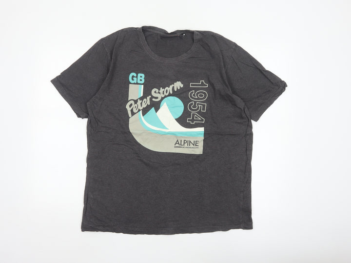 Peter Storm Men's Dark Grey Alpine Graphic Cotton T-Shirt M