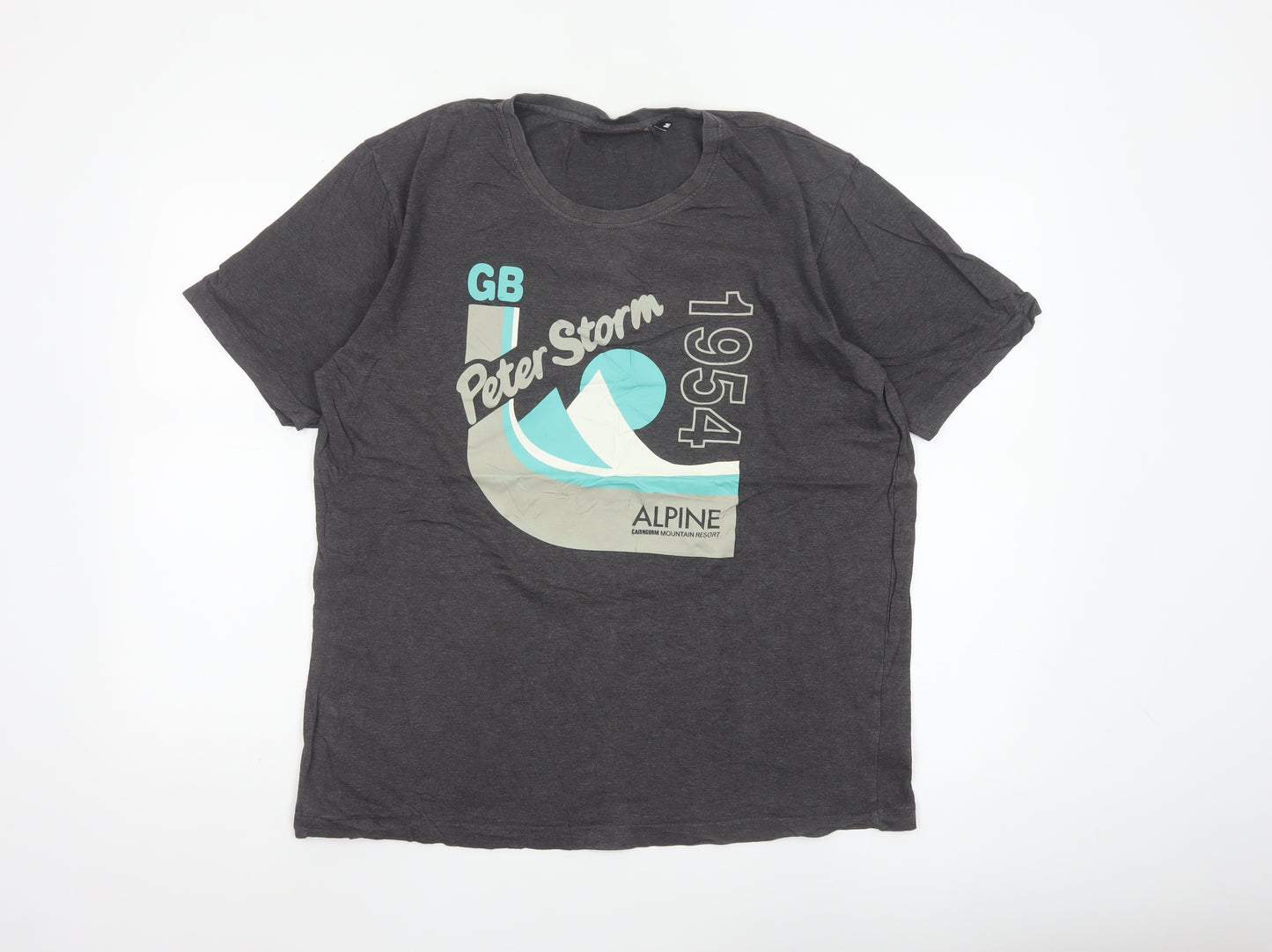 Peter Storm Men's Dark Grey Alpine Graphic Cotton T-Shirt M