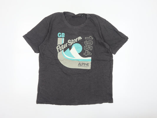 Peter Storm Men's Dark Grey Alpine Graphic Cotton T-Shirt M