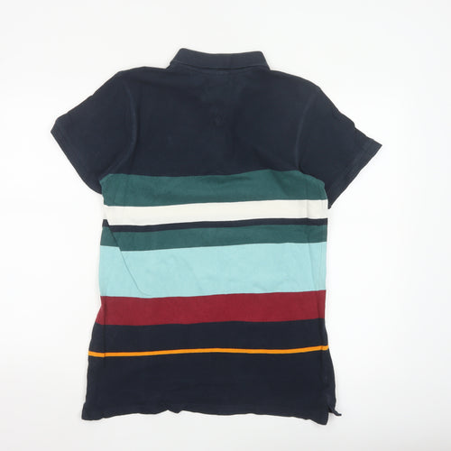 Soviet Men's Multicoloured Striped Cotton Polo Shirt Medium