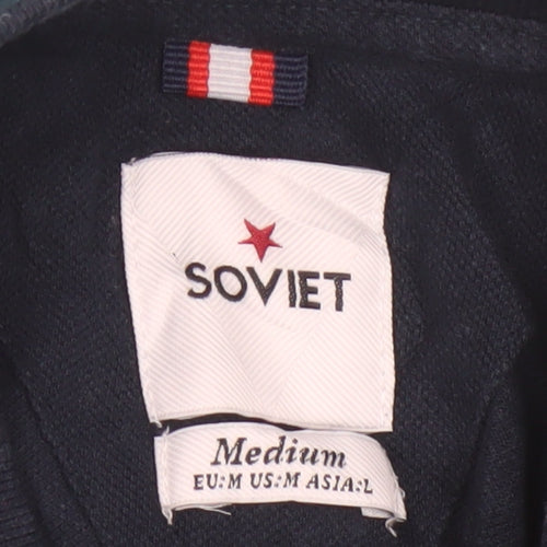 Soviet Men's Multicoloured Striped Cotton Polo Shirt Medium