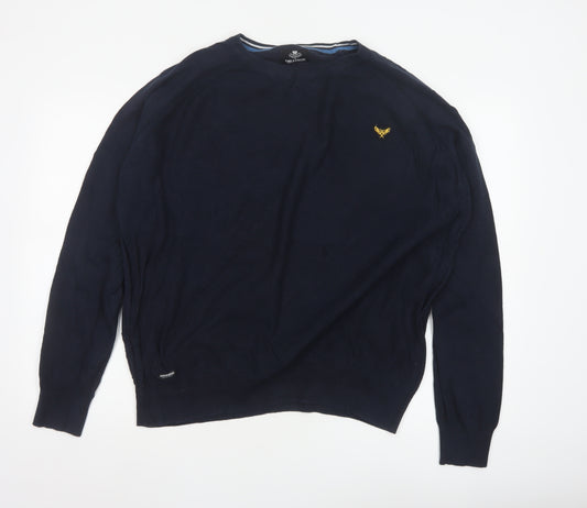 Threadbare Men's Blue 2XL Cotton Crew Neck Jumper