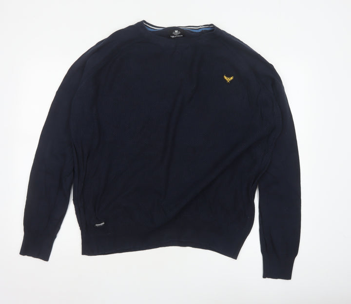 Threadbare Men's Blue 2XL Cotton Crew Neck Jumper