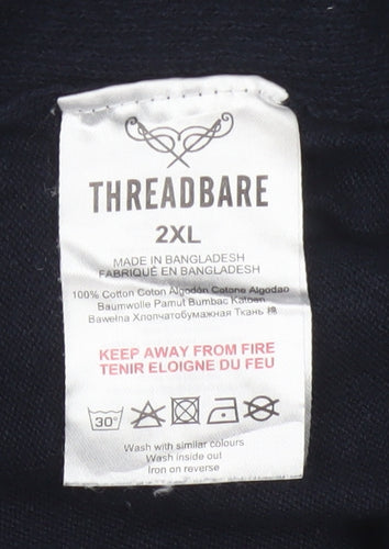 Threadbare Men's Blue 2XL Cotton Crew Neck Jumper
