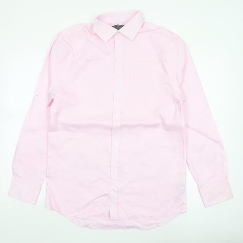 Marks and Spencer Mens Pink 15in Regular Fit Cotton Dress Shirt