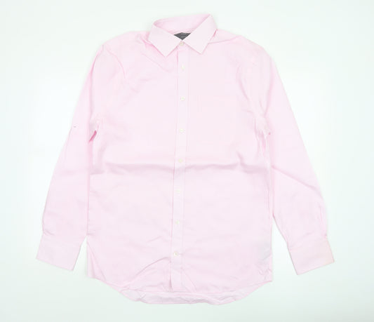 Marks and Spencer Mens Pink 15in Regular Fit Cotton Dress Shirt